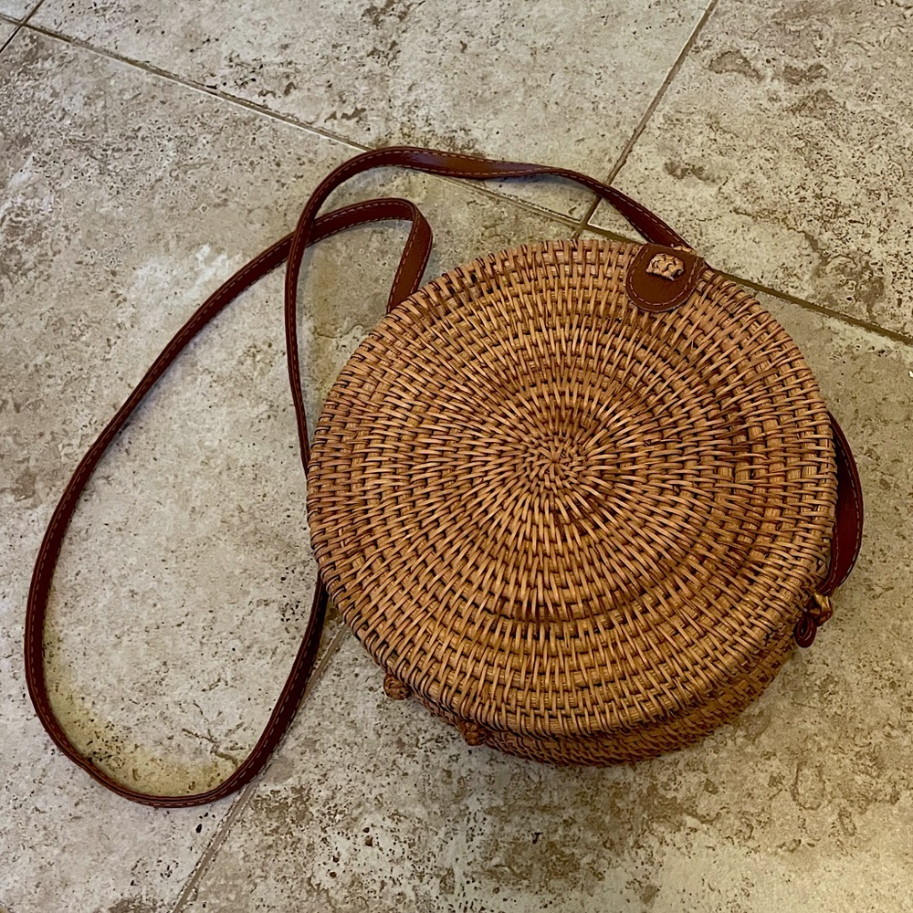 Rattan Crossbody Purse
